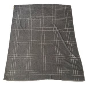 Vintage Biederlack Blanket 72x88 Gray Plaid Velour Acrylic‎ Made in West Germany